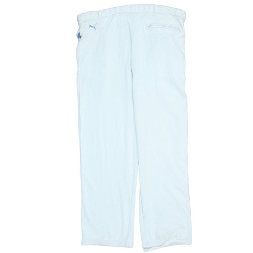 Puma Men's White M Jogger Sweatpants Zip Pocket Drawstring Waist