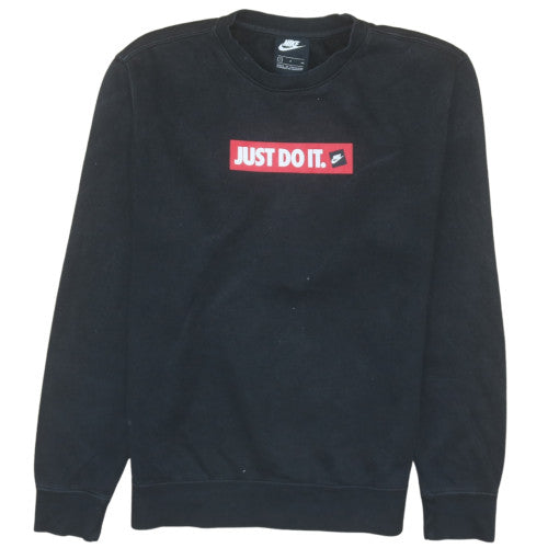 Nike Men's Black Small Crew Neck Pullover Sweatshirt Just Do It Logo