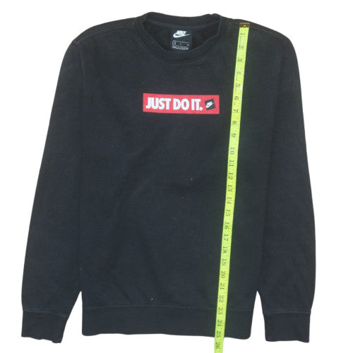 Nike Men's Black Small Crew Neck Pullover Sweatshirt Just Do It Logo