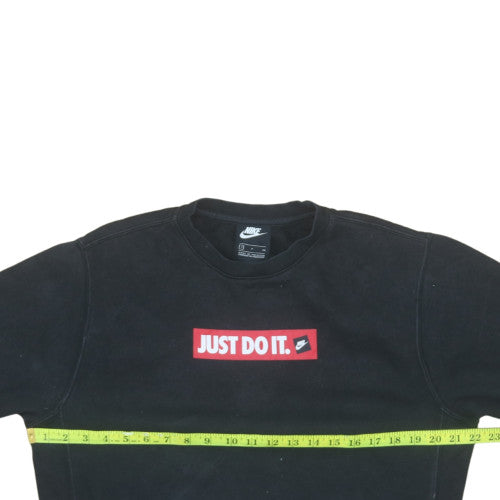 Nike Men's Black Small Crew Neck Pullover Sweatshirt Just Do It Logo