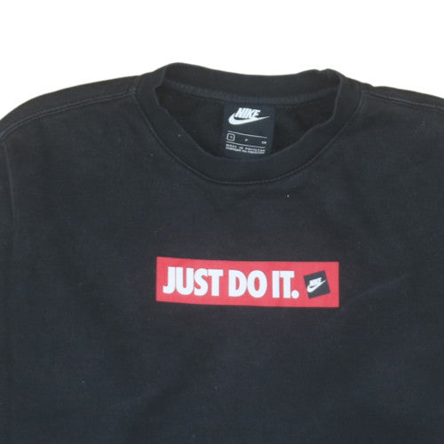 Nike Men's Black Small Crew Neck Pullover Sweatshirt Just Do It Logo