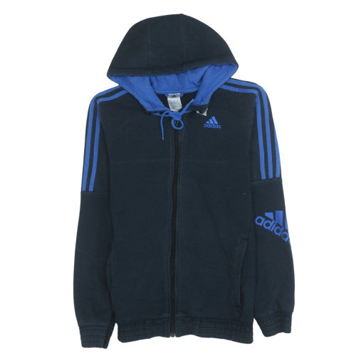 Adidas Men's Blue Full Zip Hoodie Size S Logo Sportswear