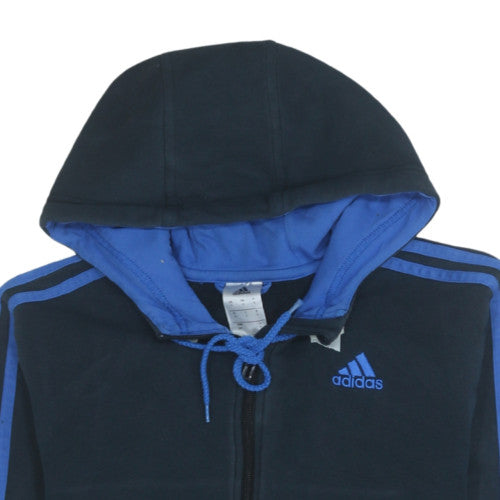 Adidas Men's Blue Full Zip Hoodie Size S Logo Sportswear