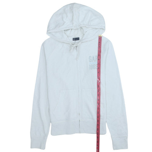 GAP Women White Full Zip Hoodie Medium Cotton Blend Casual