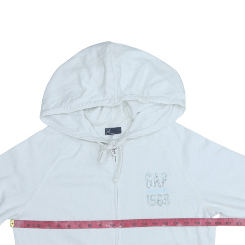 GAP Women White Full Zip Hoodie Medium Cotton Blend Casual