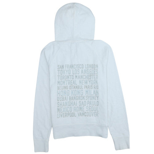 GAP Women White Full Zip Hoodie Medium Cotton Blend Casual
