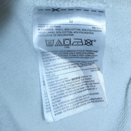 GAP Women White Full Zip Hoodie Medium Cotton Blend Casual
