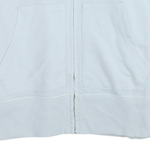 GAP Women White Full Zip Hoodie Medium Cotton Blend Casual