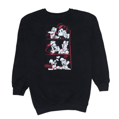 Disney Women Black XS Pullover Sweatshirt Mickey & Friends Print