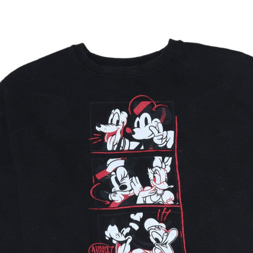 Disney Women Black XS Pullover Sweatshirt Mickey & Friends Print