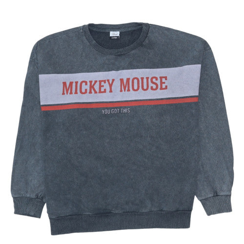 Disney George Women Grey Mickey Mouse Crew Neck Sweatshirt XL 20-22