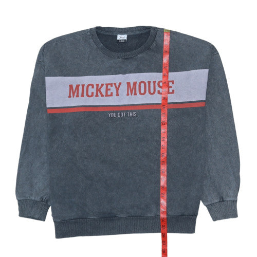 Disney George Women Grey Mickey Mouse Crew Neck Sweatshirt XL 20-22