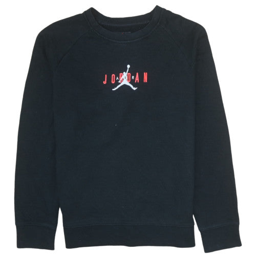Jordan Boys Black 15-16 Years Pullover Sweatshirt with Logo Embroidery