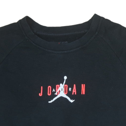 Jordan Boys Black 15-16 Years Pullover Sweatshirt with Logo Embroidery