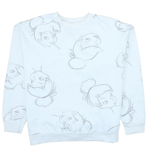 Disney Classics at George Women White Tinkerbell Pullover Sweatshirt Size 16