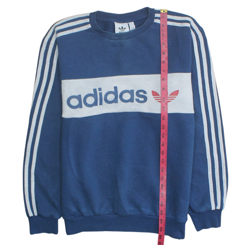 Adidas Men's Blue Small Pullover Sweatshirt Crew Neck Retro Logo