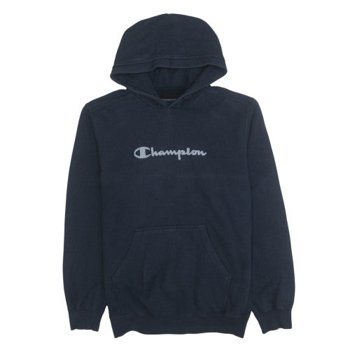 Champion Womens Navy Blue Pullover Hoodie Size M Logo Print Cotton