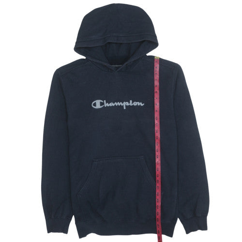 Champion Womens Navy Blue Pullover Hoodie Size M Logo Print Cotton