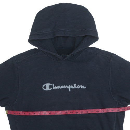 Champion Womens Navy Blue Pullover Hoodie Size M Logo Print Cotton