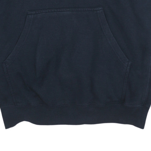 Champion Womens Navy Blue Pullover Hoodie Size M Logo Print Cotton