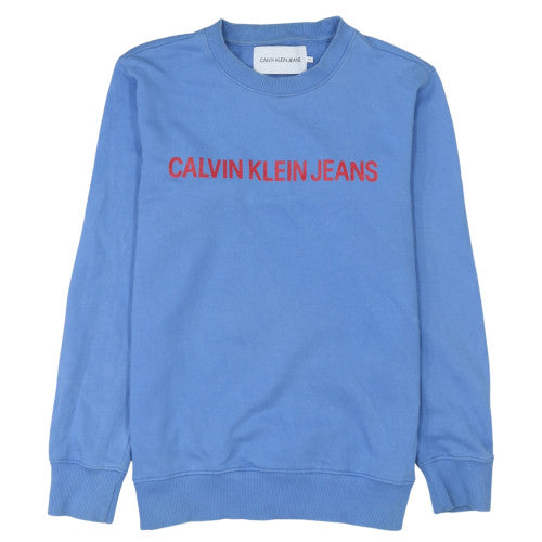 Calvin Klein Jeans Men's Blue Logo Cotton Crew Neck Sweatshirt M