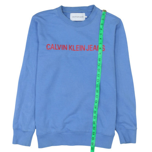Calvin Klein Jeans Men's Blue Logo Cotton Crew Neck Sweatshirt M