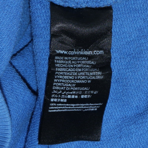 Calvin Klein Jeans Men's Blue Logo Cotton Crew Neck Sweatshirt M