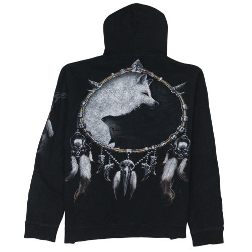 Spiral Men's Black Wolf Graphic Pullover Hoodie Size L