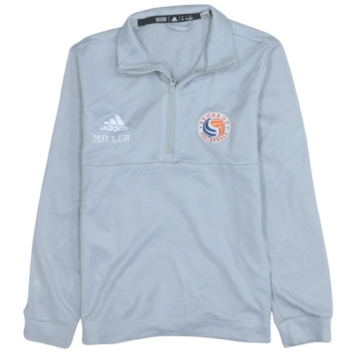 Adidas Men Grey Fleece 1/4 Zip Pullover Sweatshirt M Volleyball