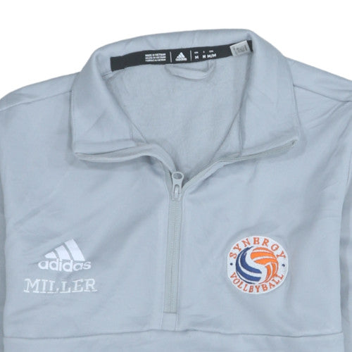 Adidas Men Grey Fleece 1/4 Zip Pullover Sweatshirt M Volleyball