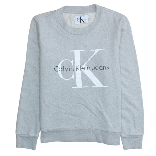 Calvin Klein Jeans Men's Grey Logo Sweatshirt M Crew Neck Pullover