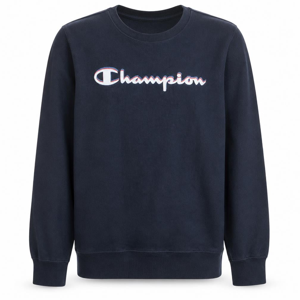 Front view of Champion boys’ black crew neck pullover sweatshirt 13-14 years
