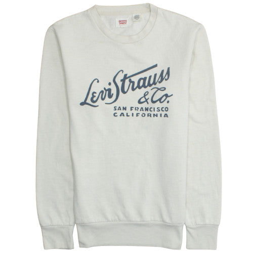 Levi's Men's White Pullover Logo Crew Neck Sweatshirt Size S