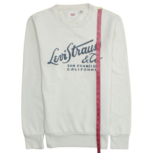Levi's Men's White Pullover Logo Crew Neck Sweatshirt Size S