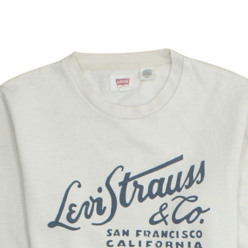 Levi's Men's White Pullover Logo Crew Neck Sweatshirt Size S