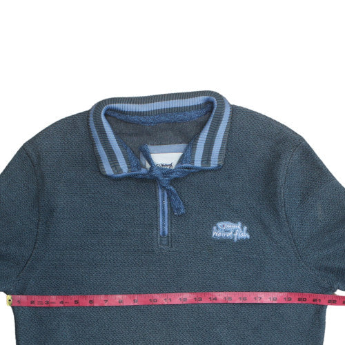 Weird Fish Men's Blue Henley 1/4 Zip Sweatshirt Size M