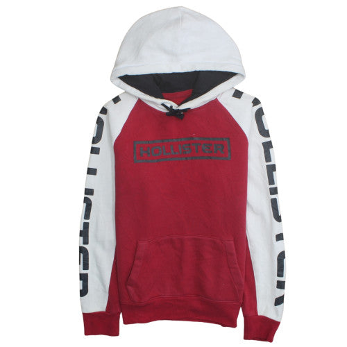 Hollister Men’s Red Pullover Hoodie M Logo Fleece Sweatshirt