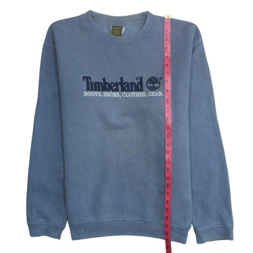 Timberland Men Blue Pullover Sweatshirt M Embroidered Logo Crew Neck