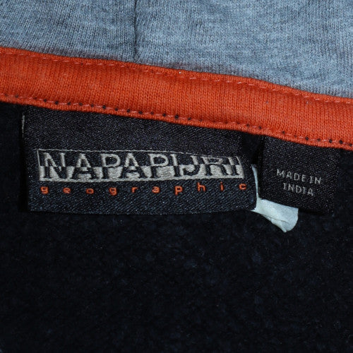 Napapijri Boys Black Pullover Hoodie 10 Years Logo Fleece Sweatshirt