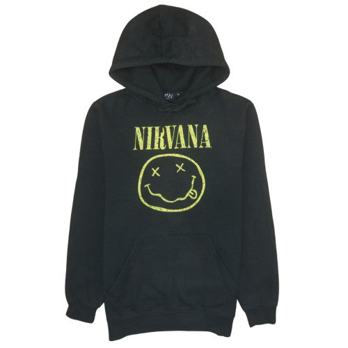 BoohooMAN Men's Black Nirvana Graphic Pullover Hoodie Size S