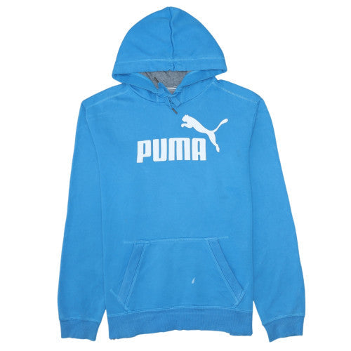 Puma Men's Blue Pullover Hoodie L Graphic Logo Fleece Sportswear