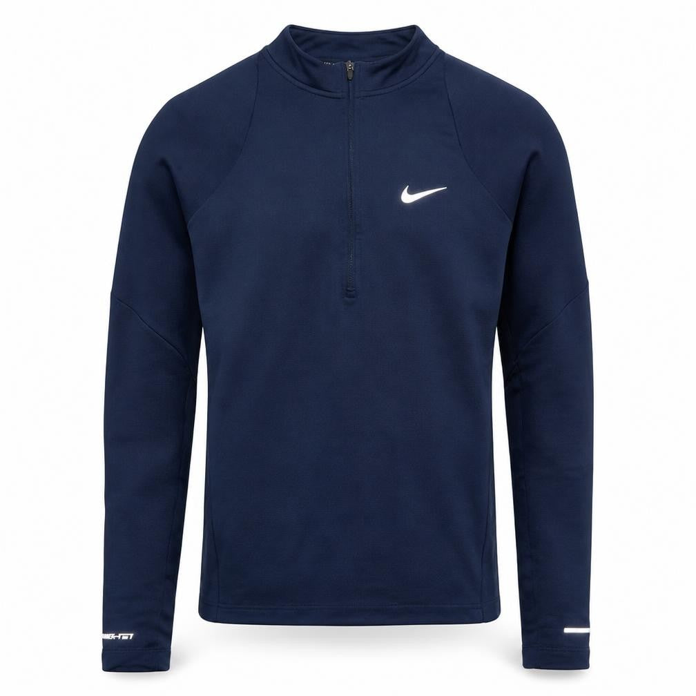 Front view of Nike Men's Blue Therma-Fit Half Zip Running Sweatshirt, size M