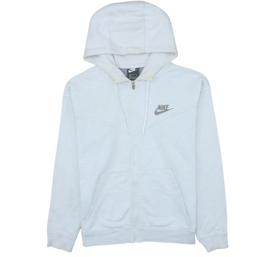 Nike Men's White Full Zip Hoodie Size M Fleece Regular Fit