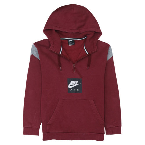 Nike Air Men's Burgundy Half Zip Hoodie Size S Cotton Blend