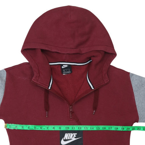 Nike Air Men's Burgundy Half Zip Hoodie Size S Cotton Blend
