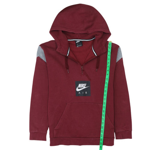 Nike Air Men's Burgundy Half Zip Hoodie Size S Cotton Blend