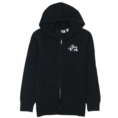 Levi's Womens Black Full Zip Hoodie Small New York Graphic Sweatshirt