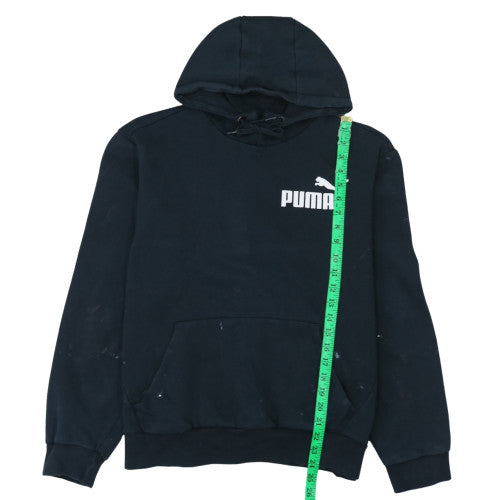 Puma Mens Black Pullover Hoodie L Logo Sports Fleece Sweatshirt