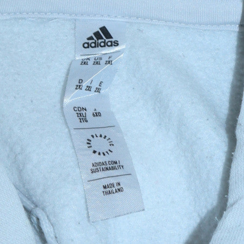 Adidas Men's White 2XL Pullover Hoodie with Logo