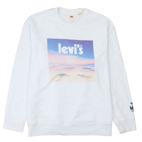 Levi's Women's White Relaxed Sweatshirt L Crew Neck Graphic Print